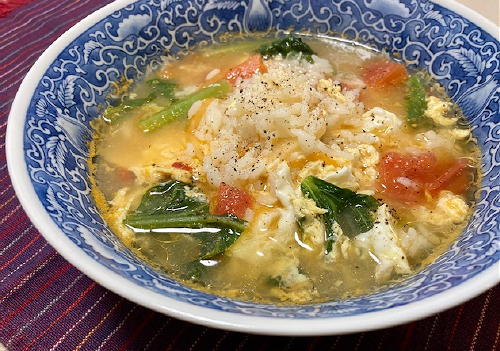 今日のキムチ料理レシピ：トマトとキムチのスープご飯