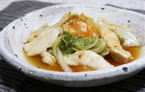 鶏胸肉と白菜のピリ辛煮レシピ