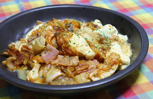 今日のキムチ料理レシピ：エリンギと豆腐のキムチチーズ焼き