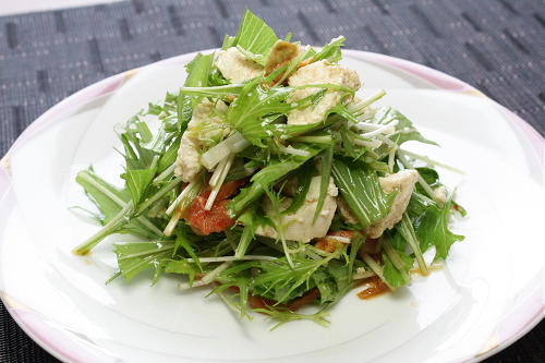 今日のキムチ料理レシピ：豆腐と水菜のキムチサラダ