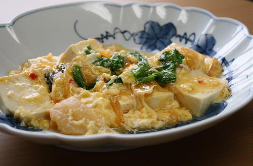 今日のキムチ料理レシピ：豆腐とキムチのかきたまあん