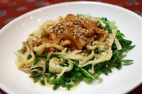 今日のキムチ料理レシピ：豆苗と油揚げのキムチ和え