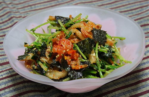 今日のキムチ料理レシピ：豆苗とキムチの海苔和え