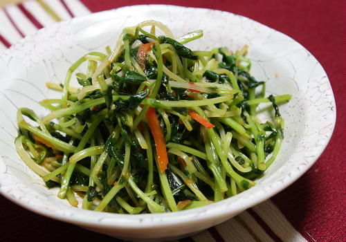 今日のキムチ料理レシピ：豆苗のピリ辛炒め