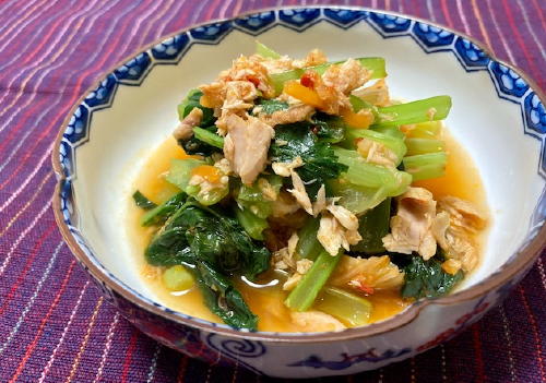 今日のキムチ料理レシピ：小松菜とツナとキムチのレンジ蒸し