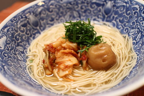 今日のキムチ料理レシピ：梅キムチにゅうめん