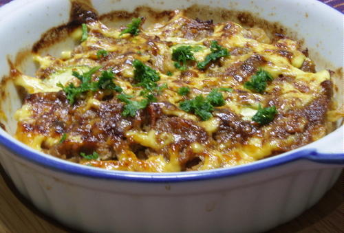 今日のキムチ料理レシピ：ズッキーニのキムチひき肉焼き