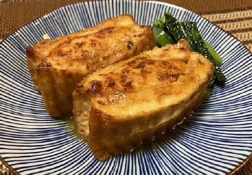 今日のキムチ料理レシピ：厚揚げのピリ辛ひき肉包み煮