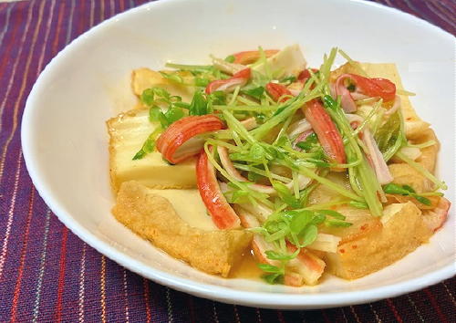今日のキムチ料理レシピ：厚揚げのキムチとカニカマのとろみ炒め