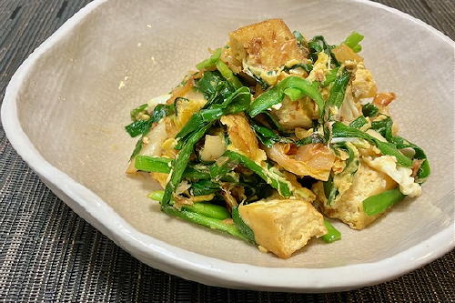 今日のキムチ料理レシピ：厚揚げとニラのキムチチャンプルー