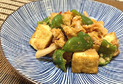 今日のキムチ料理レシピ：厚揚げとピーマンとキムチのゴマみそ炒め