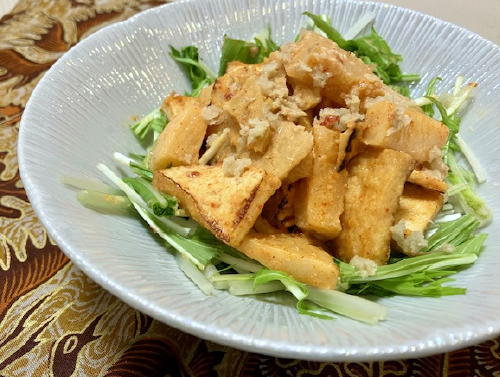 今日のキムチレシピ：厚揚げと大根キムチのサラダ