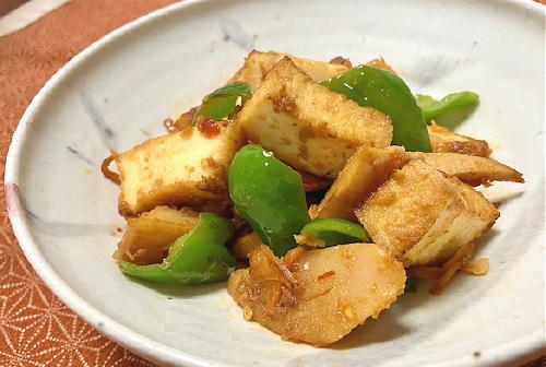 今日のキムチ料理レシピ：厚揚げとピーマンとたけのこのピリ辛味噌炒め