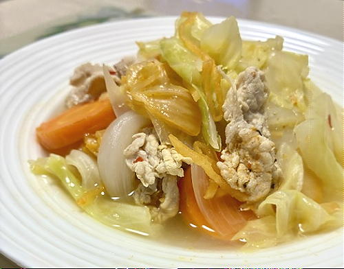 今日のキムチ料理レシピ：豚しゃぶ肉とキムチのポトフ