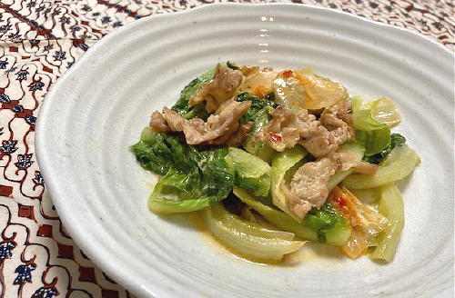 今日のキムチ料理レシピ：ロメインレタスと豚肉のキムチマヨ炒め