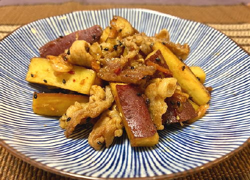 今日のキムチ料理レシピ：さつまいもと豚肉のキムチきんぴら