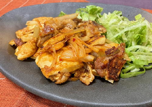 今日のキムチ料理レシピ：豚肉と豆腐とキムチのケチャップ生姜焼き