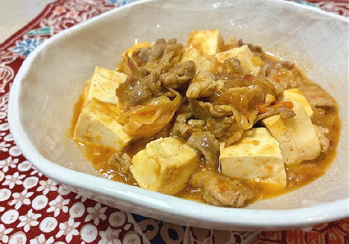 今日のキムチ料理レシピ：豚肉と豆腐のピリ辛味噌煮
