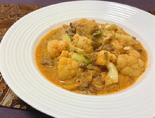今日のキムチレシピ：カリフラワーと大根キムチのひき肉カレークリーム煮