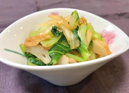 今日のキムチ料理レシピ：青梗菜とさつま揚げとキムチのポン酢和え