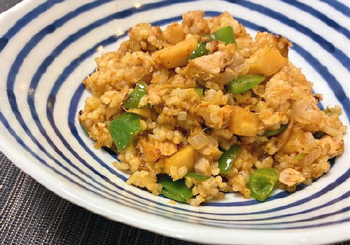今日のキムチレシピ：ツナとピーマンの玄米チャーハン