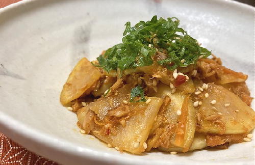 今日のキムチ料理レシピ：大根のピリ辛ツナ炒め