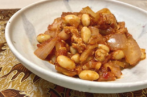 今日のキムチ料理レシピ：大豆と豚肉のピリ辛トマト煮