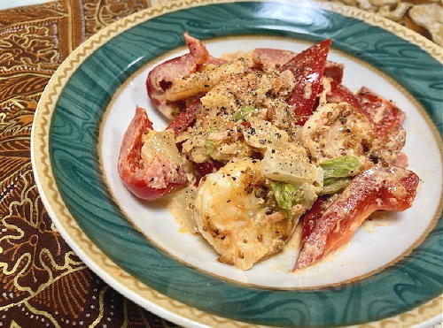今日のキムチ料理レシピ：エビとパプリカのキムチマヨ和え