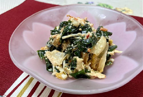 今日のキムチ料理レシピ：えのきとわかめのキムチマヨごまあえ