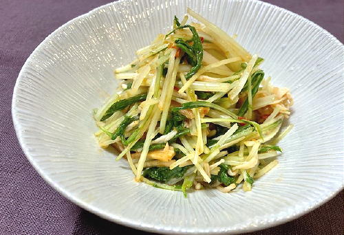 今日のキムチ料理レシピ：エノキと水菜のピリ辛ポン酢和え