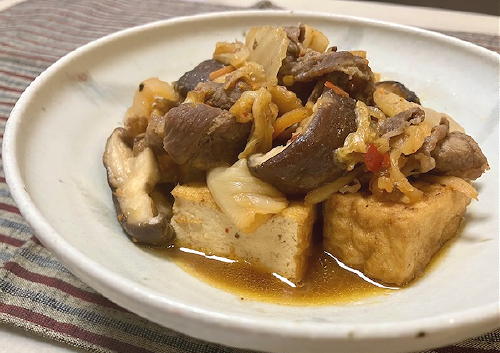 今日のキムチ料理レシピ：厚揚げと牛肉のキムチ煮