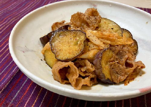 今日のキムチ料理レシピ：牛肉と茄子のキムチケチャップ炒め