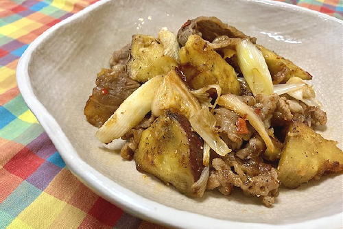 今日のキムチ料理レシピ：牛肉とサツマイモとキムチのオイスターソース炒め