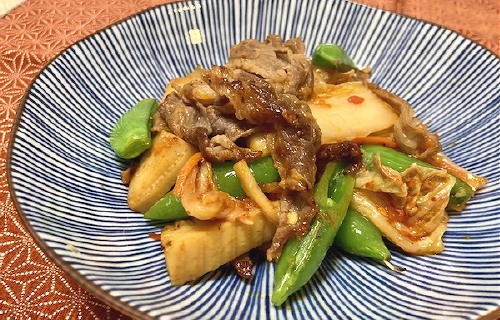 今日のキムチ料理レシピ：牛肉とたけのこのキムチ生姜炒め