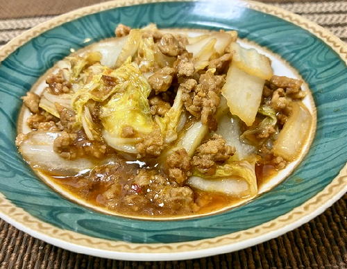 今日のキムチ料理レシピ:キムチの素de麻婆白菜