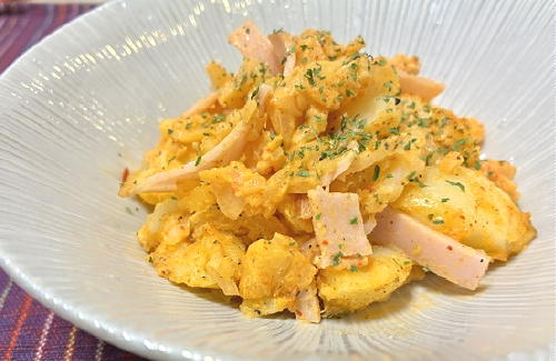 今日のキムチレシピ：じゃがいもとハムのキムチ辛し和え