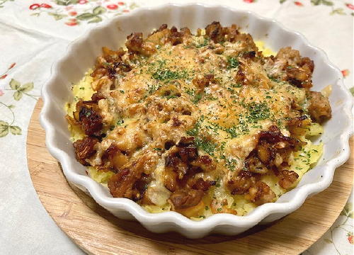 今日のキムチ料理レシピ：じゃがいものキムチひき肉チーズ焼き