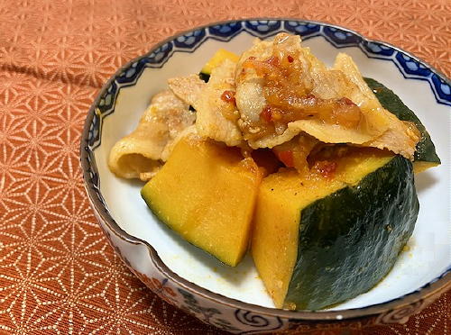 今日のキムチ料理レシピ：カボチャのピリ辛煮
