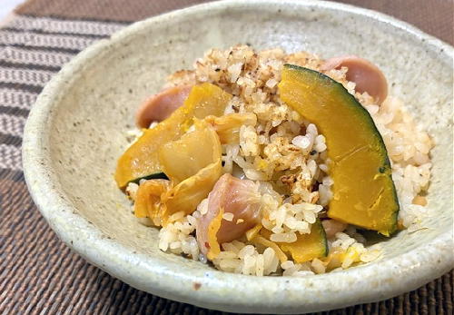 今日のキムチ料理レシピ：かぼちゃとキムチの炊き込みご飯