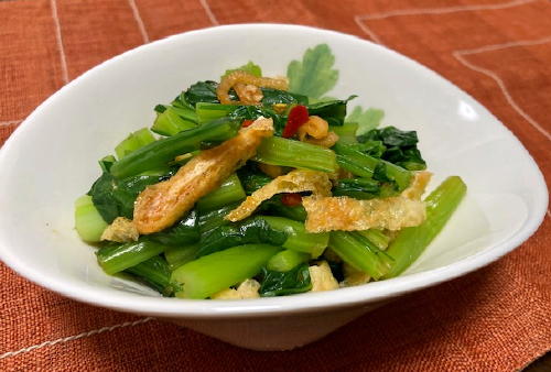 今日のキムチ料理レシピ：小松菜と油揚げのピリ辛和え