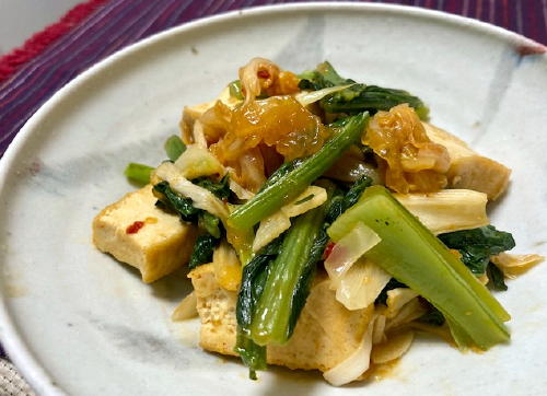 今日のキムチ料理レシピ：厚揚げと小松菜の中華風キムチ煮