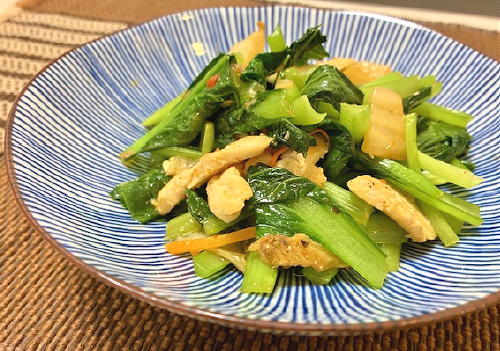 今日のキムチ料理レシピ：ささみと小松菜のキムチ炒め