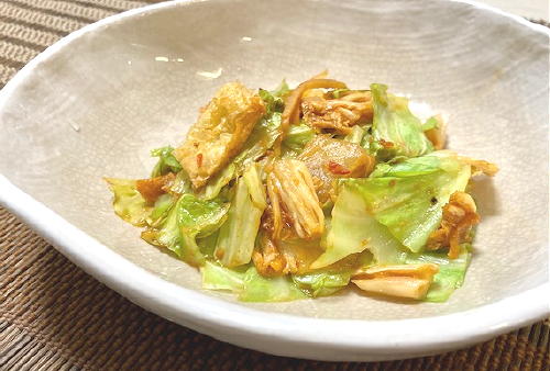今日のキムチ料理レシピ：キャベツとキムチの味噌マヨ炒め