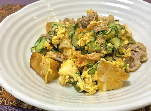 今日のキムチ料理レシピ：きゅうりと厚揚げのキムチチャンプルー