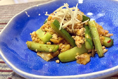 今日のキムチ料理レシピ：胡瓜のキムチひき肉あん