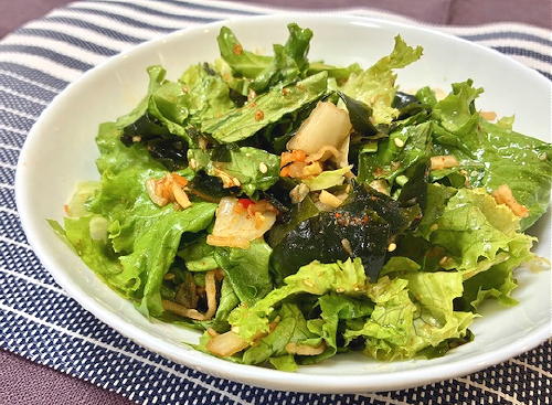 今日のキムチ料理レシピ：レタスとわかめのキムチサラダ