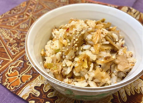 今日のキムチ料理レシピ：舞茸とキムチの混ぜご飯