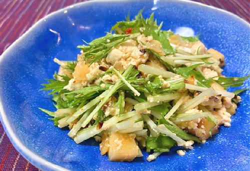 今日のキムチレシピ：水菜と豆腐のキムチサラダ