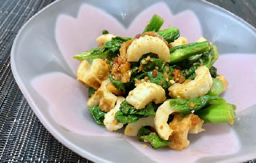 今日のキムチ料理レシピ：菜の花とちくわのピリ辛胡麻和え