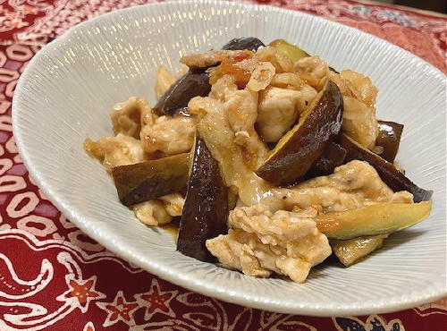 今日のキムチ料理レシピ：豚肉と茄子のピリ辛焼き浸し